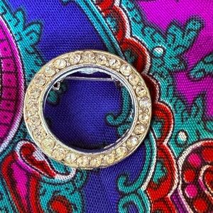 Vintage Silver Brooch with Crystal Accents